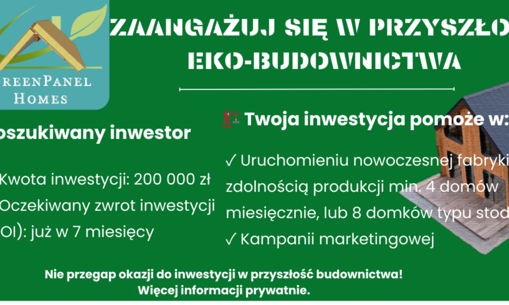 Poszukiwany Inwestor dla Nowej Spółki Budowlanej!